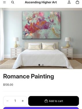 Romance Abstract Wall Art in Mint, Pink & Purple with Gold Highlights